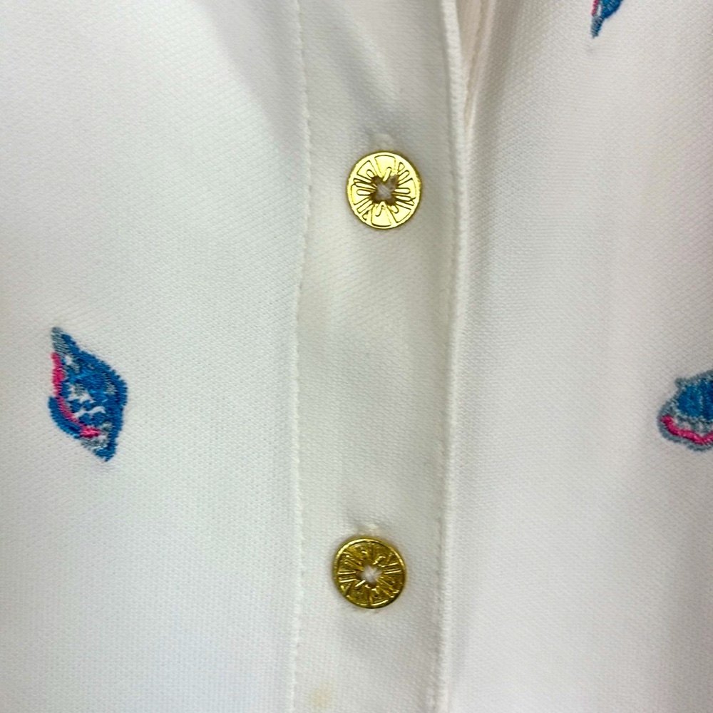 Lilly Pulitzer Frida Polo UPF50 Gone Shellin Embroidered Golf Top Size Large NWT - Picture 6 of 8